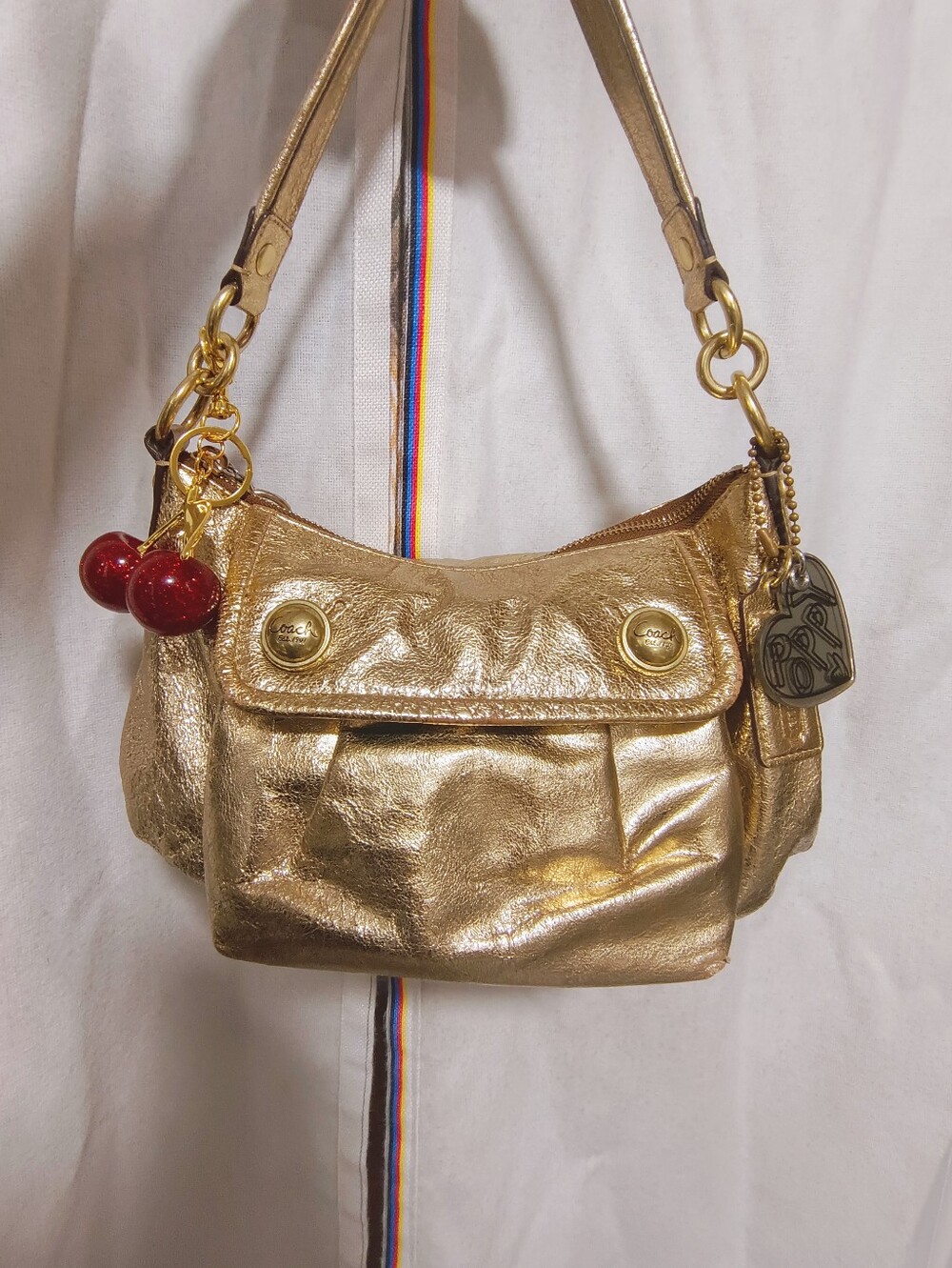 Vintage COACH Y2K Poppy Metallic Gold Shoulder Bag 13850 Rare